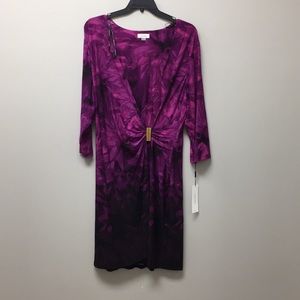 Calvin Klein 3/4 Sleeve Faux Wrap Dress 16W